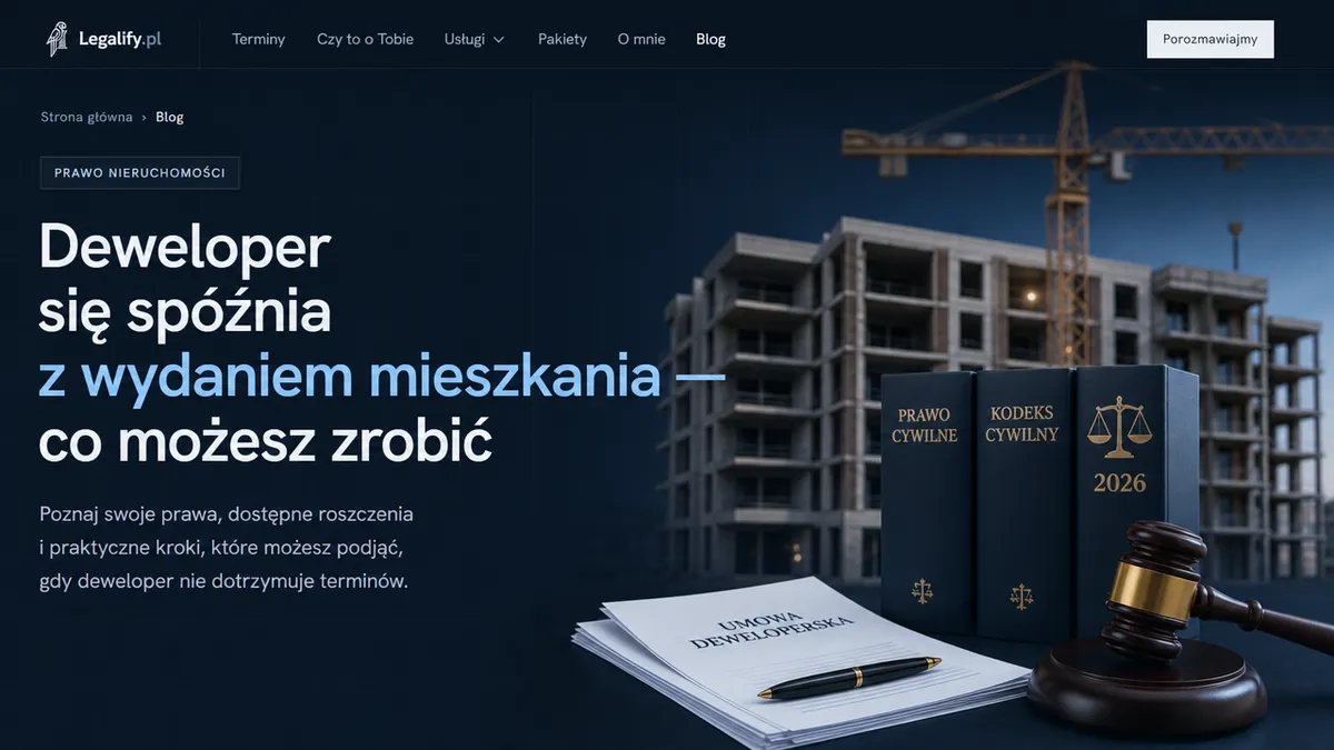 Deweloper się spóźnia z wydaniem mieszkania — co możesz zrobić