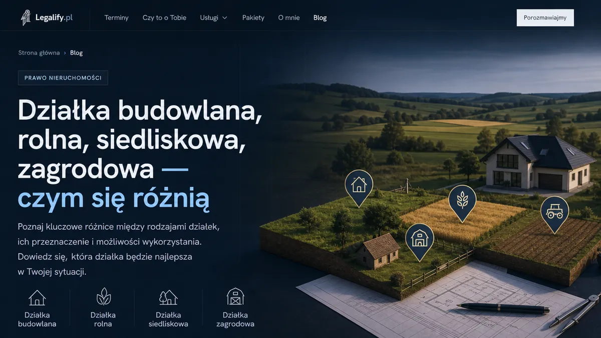 Działka budowlana, rolna, siedliskowa, zagrodowa — czym się różnią