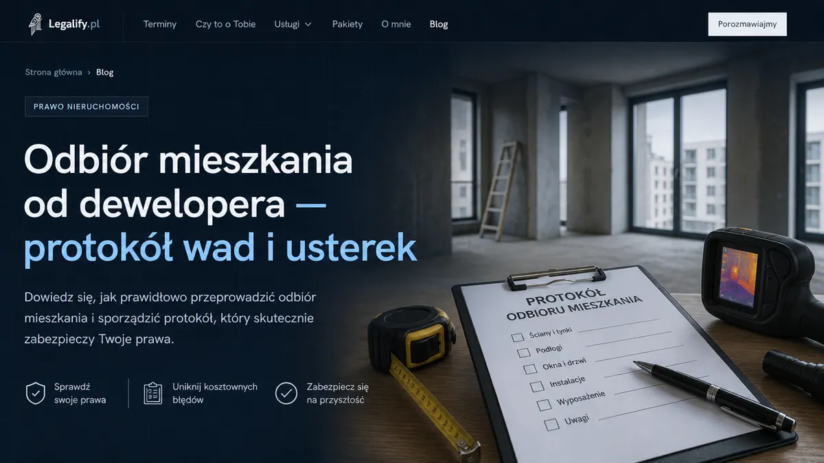 Odbiór mieszkania od dewelopera — protokół wad i usterek