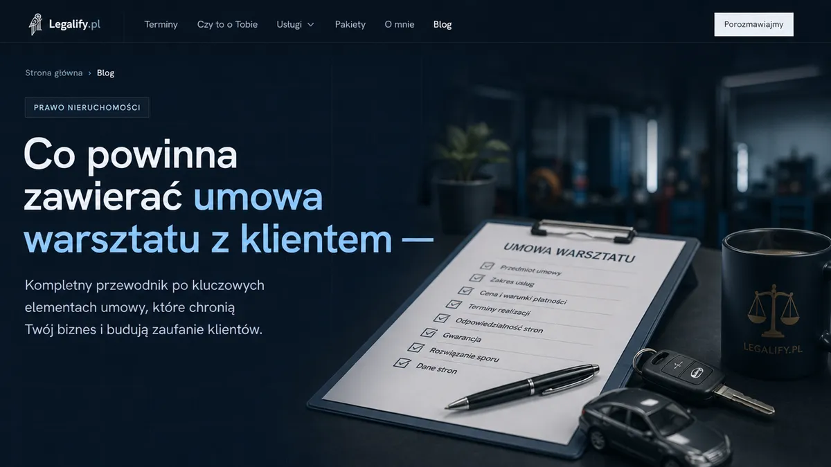 Co powinna zawierać umowa warsztatu z klientem